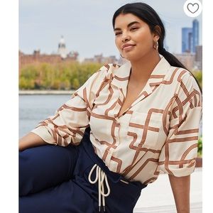 Eloquii Printed Button Down Top